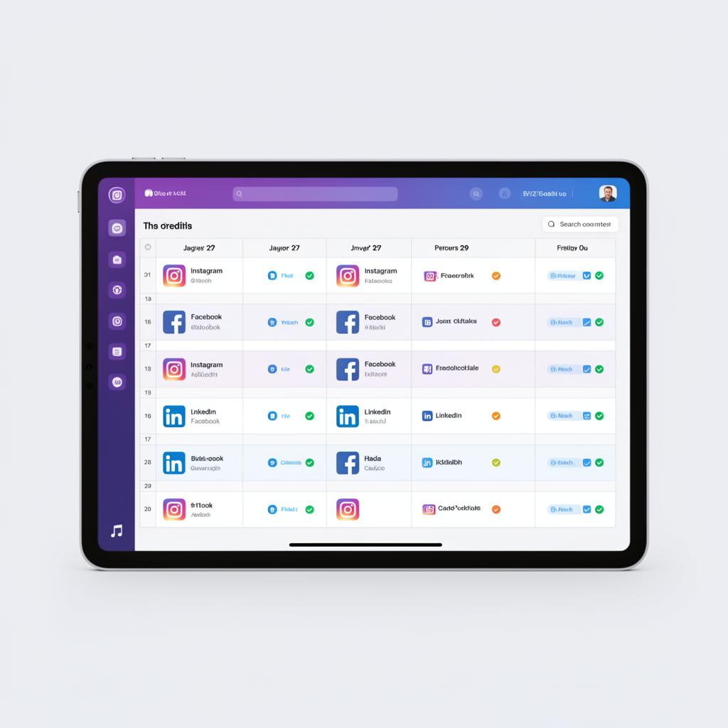 Exemplu de calendar editorial completat pentru social media — plan de conținut lunar